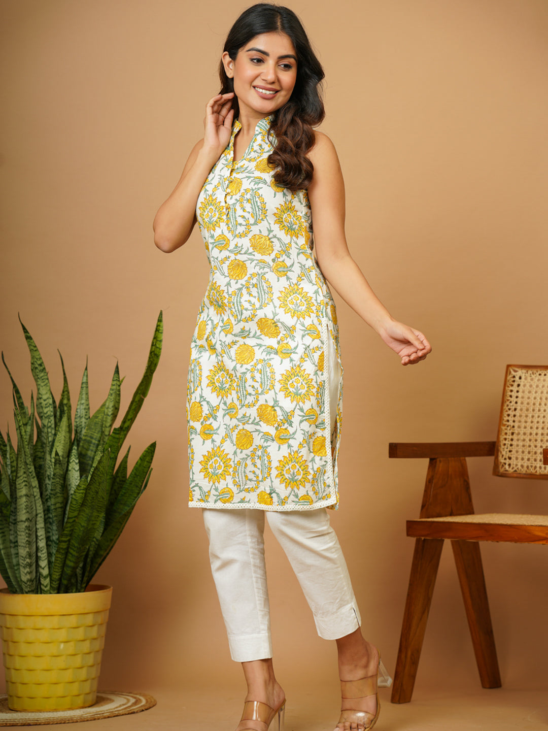 White Floral B.P. Kurti