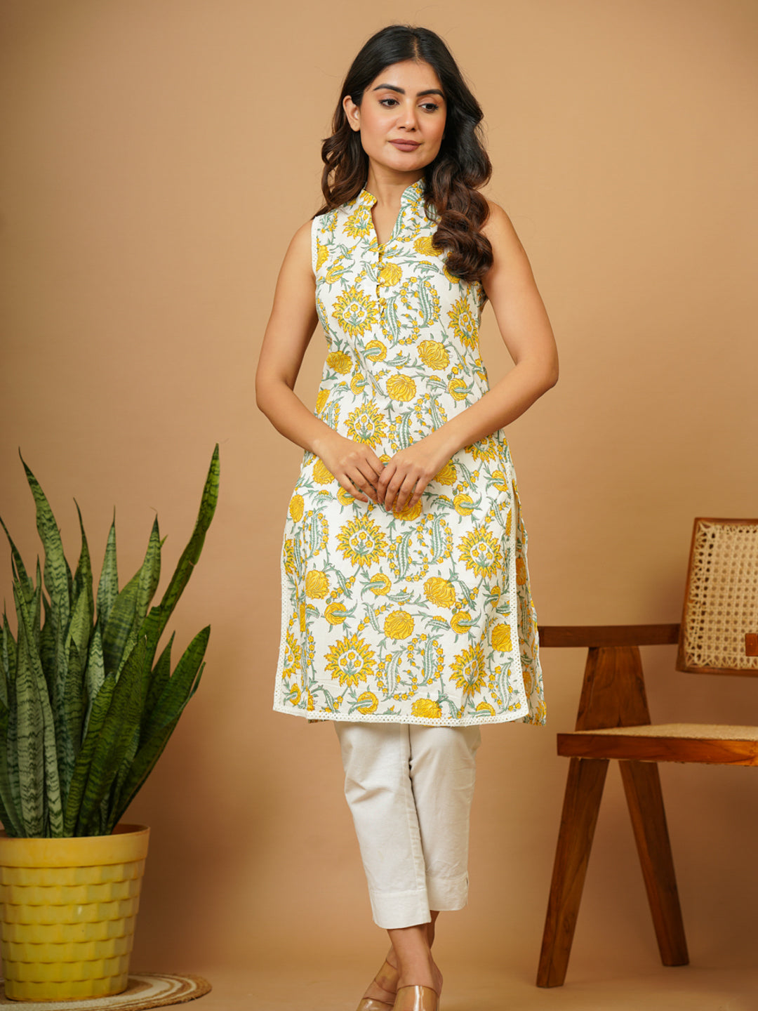 White Floral B.P. Kurti