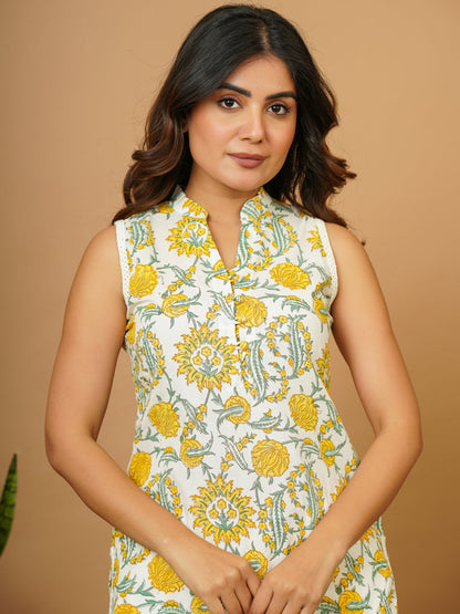 White Floral B.P. Kurti