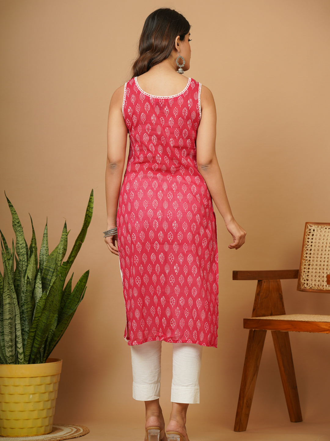 Pink Block Print Kurti