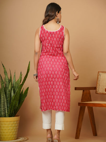 Pink Block Print Kurti