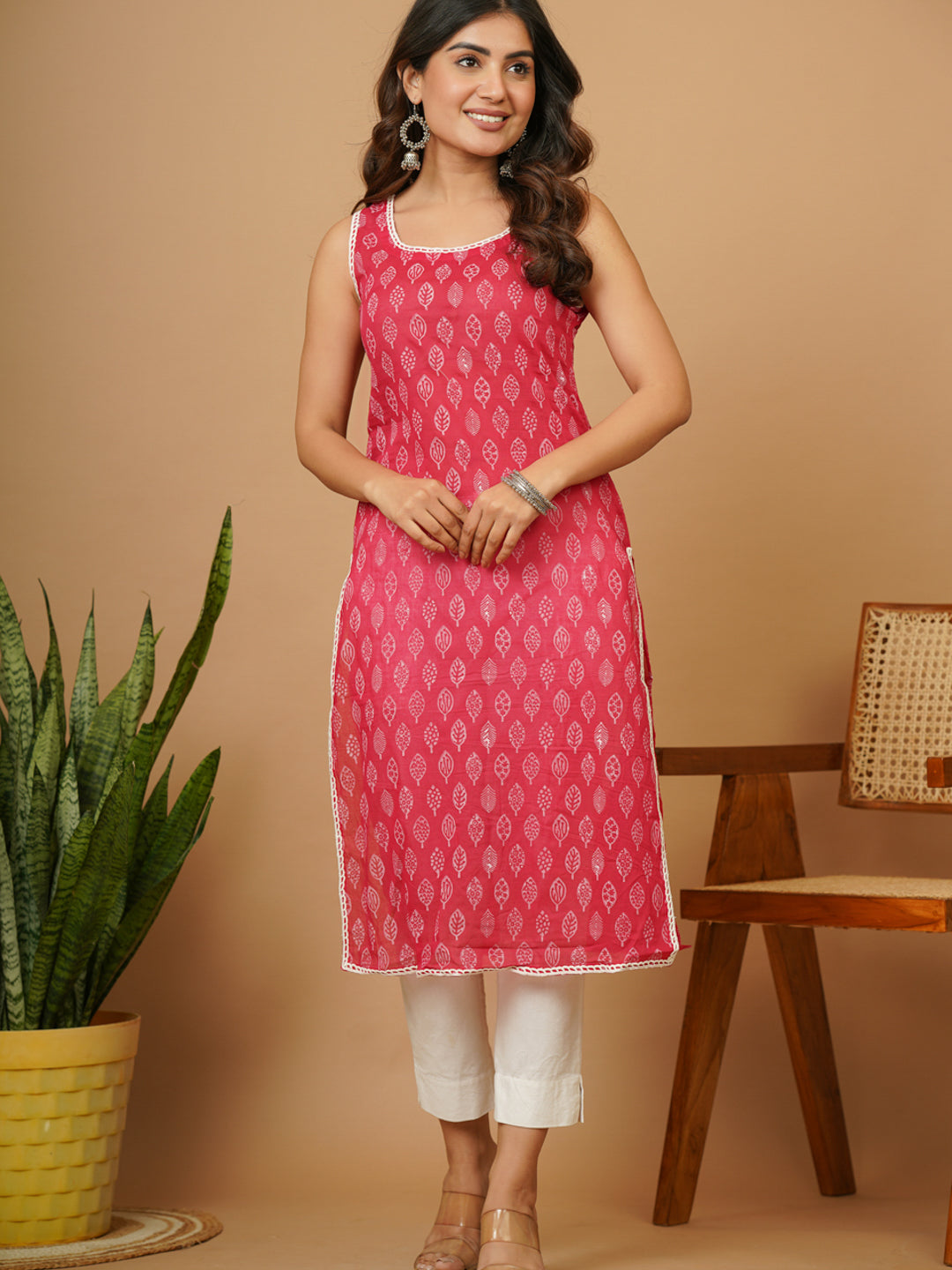Pink Block Print Kurti
