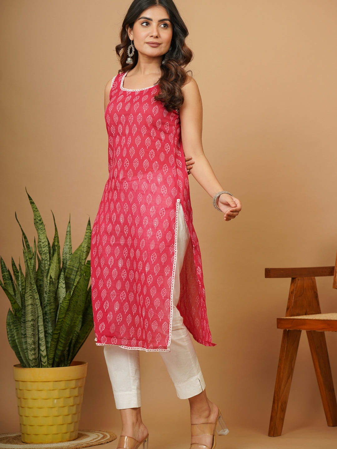 Pink Block Print Kurti