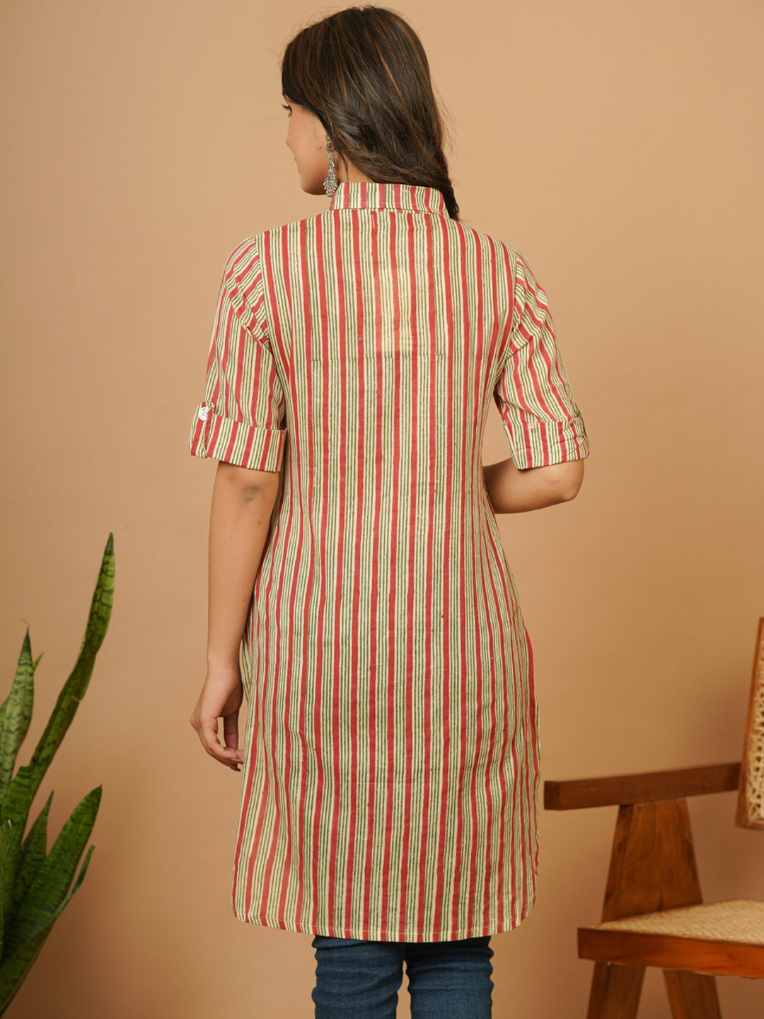 Red Stripe Tribal Kurti