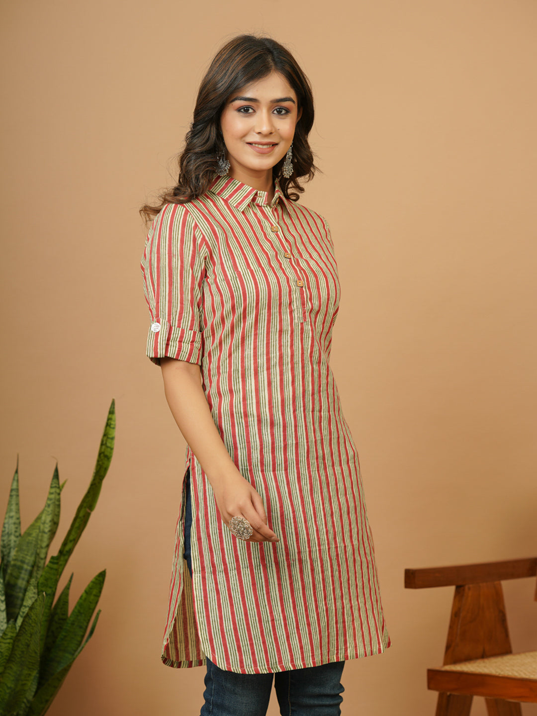 Red Stripe Tribal Kurti