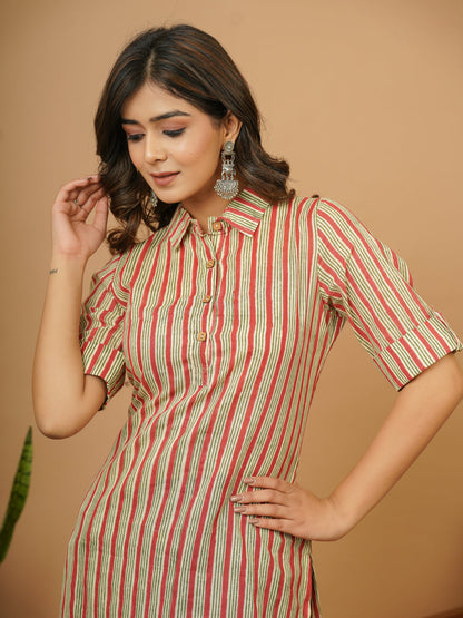 Red Stripe Tribal Kurti