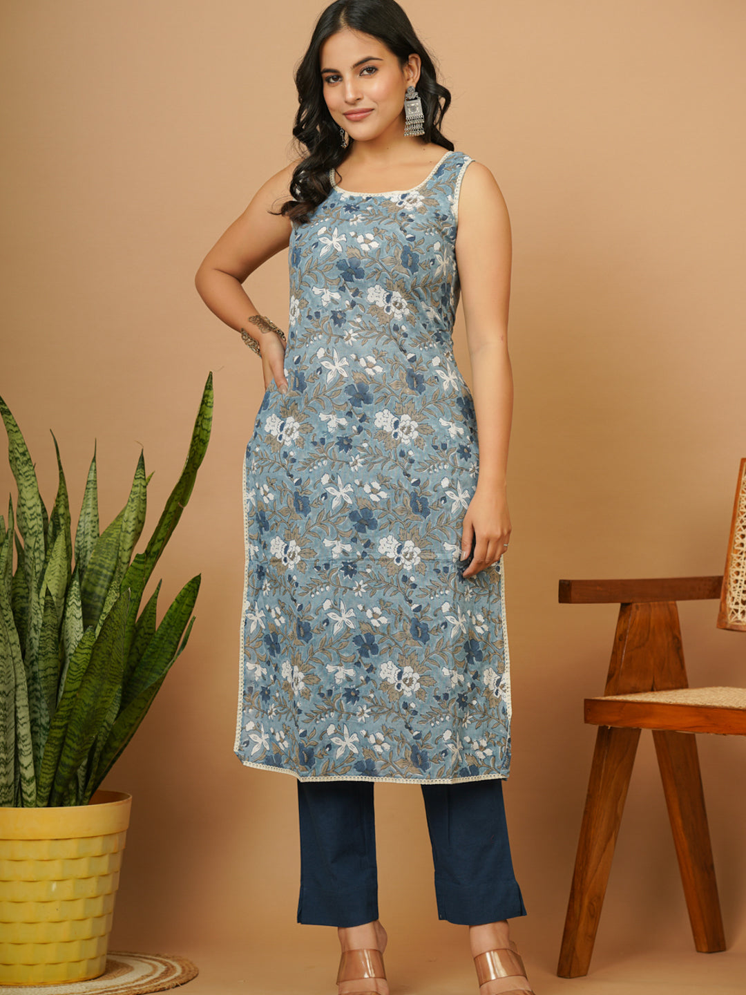 Blue Floral B.P. Kurti