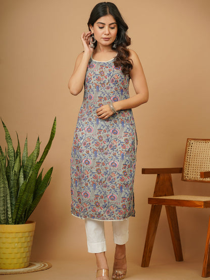 Grey Floral Jaal B.P. Kurti