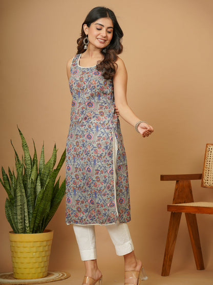 Grey Floral Jaal B.P. Kurti