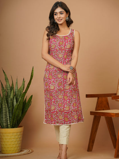 Red Floral Jaal B.P. Kurti
