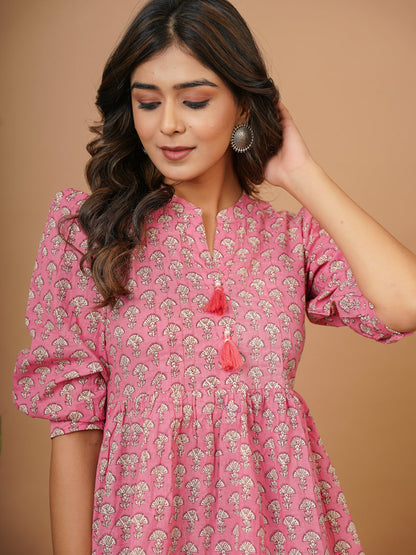 Pink Block Print Top