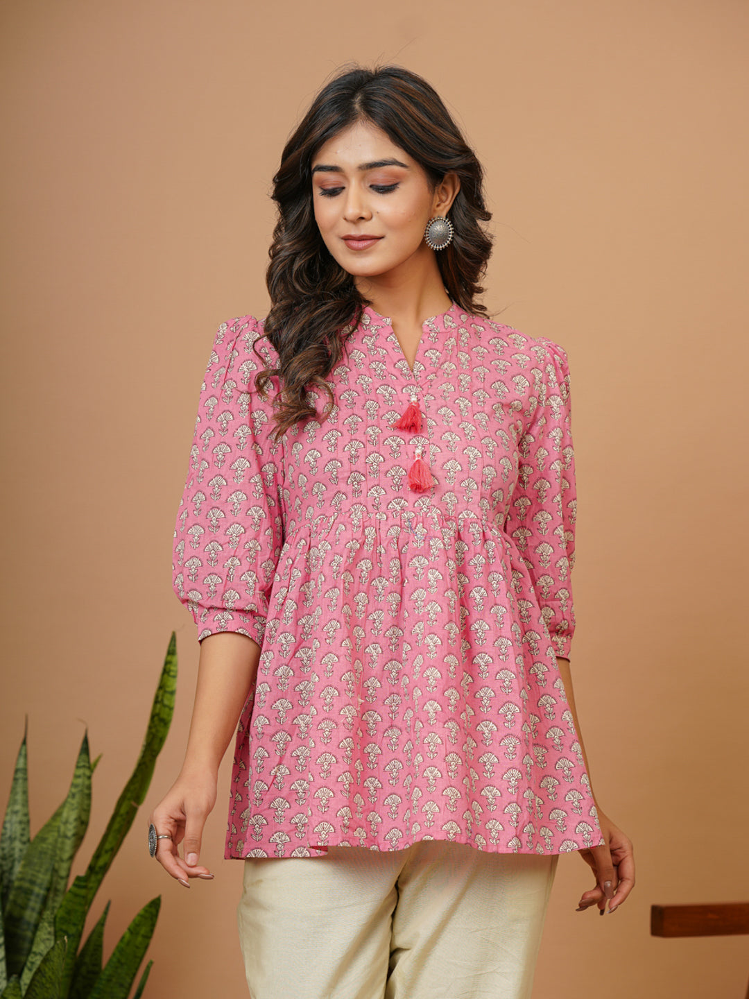 Pink Block Print Top