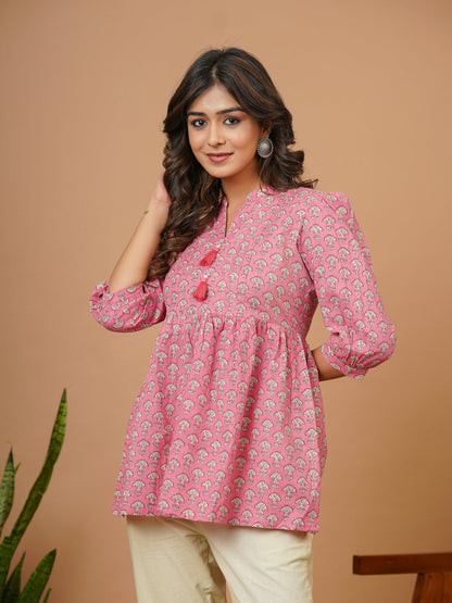 Pink Block Print Top