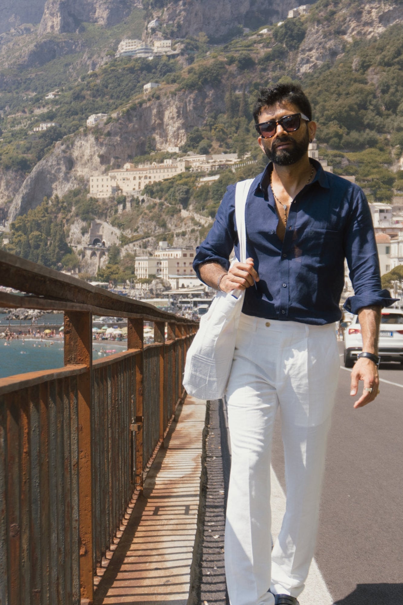 Navy Dusk Pure Linen Shirt