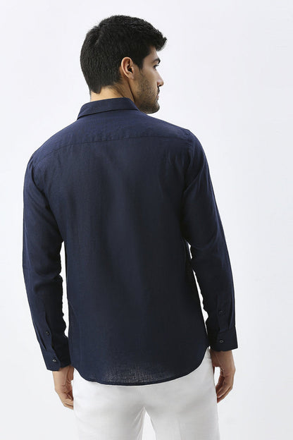 Navy Dusk Pure Linen Shirt