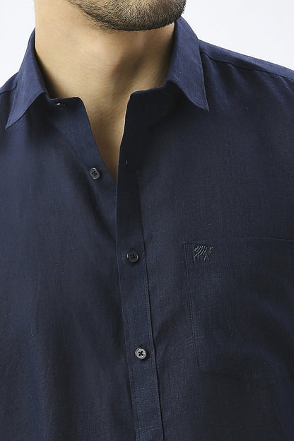 Navy Dusk Pure Linen Shirt