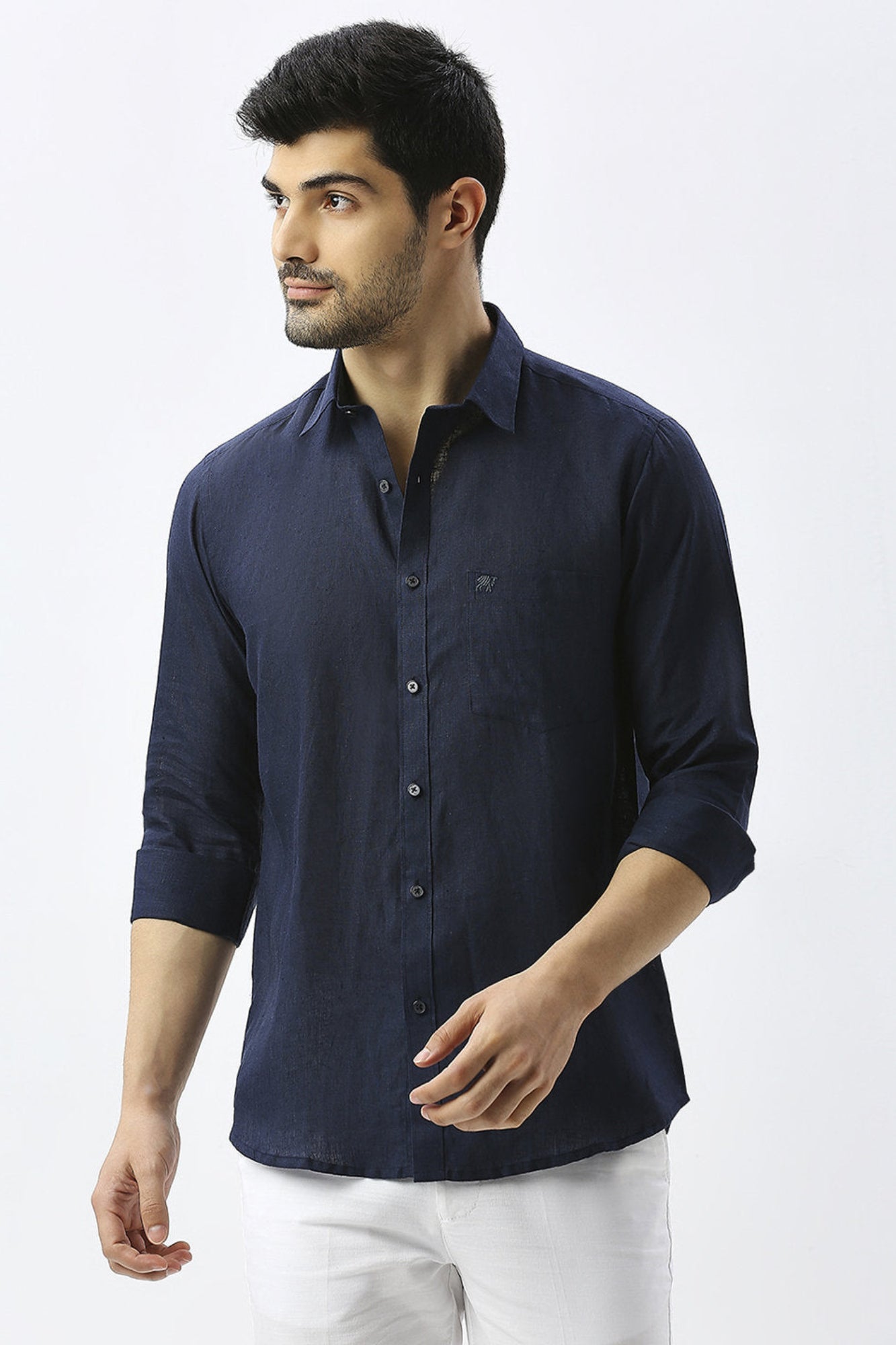 Navy Dusk Pure Linen Shirt