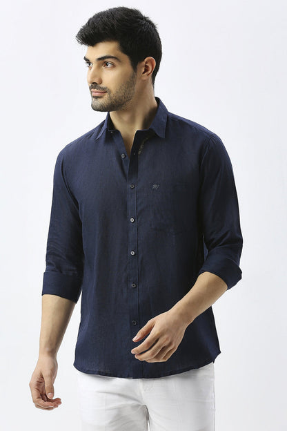 Navy Dusk Pure Linen Shirt
