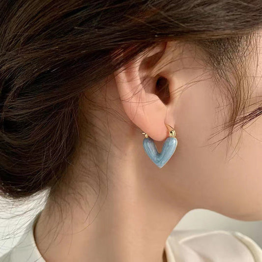 Turquoise Heart Hoop Earrings JLT11727 Just Lil Things