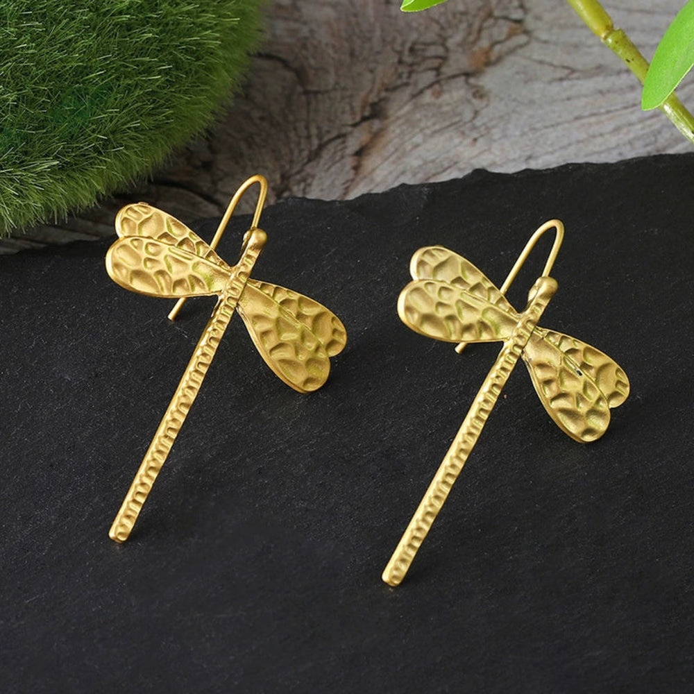 Dragonfly Textured Drop Earrings JLT12788 Just Lil Things