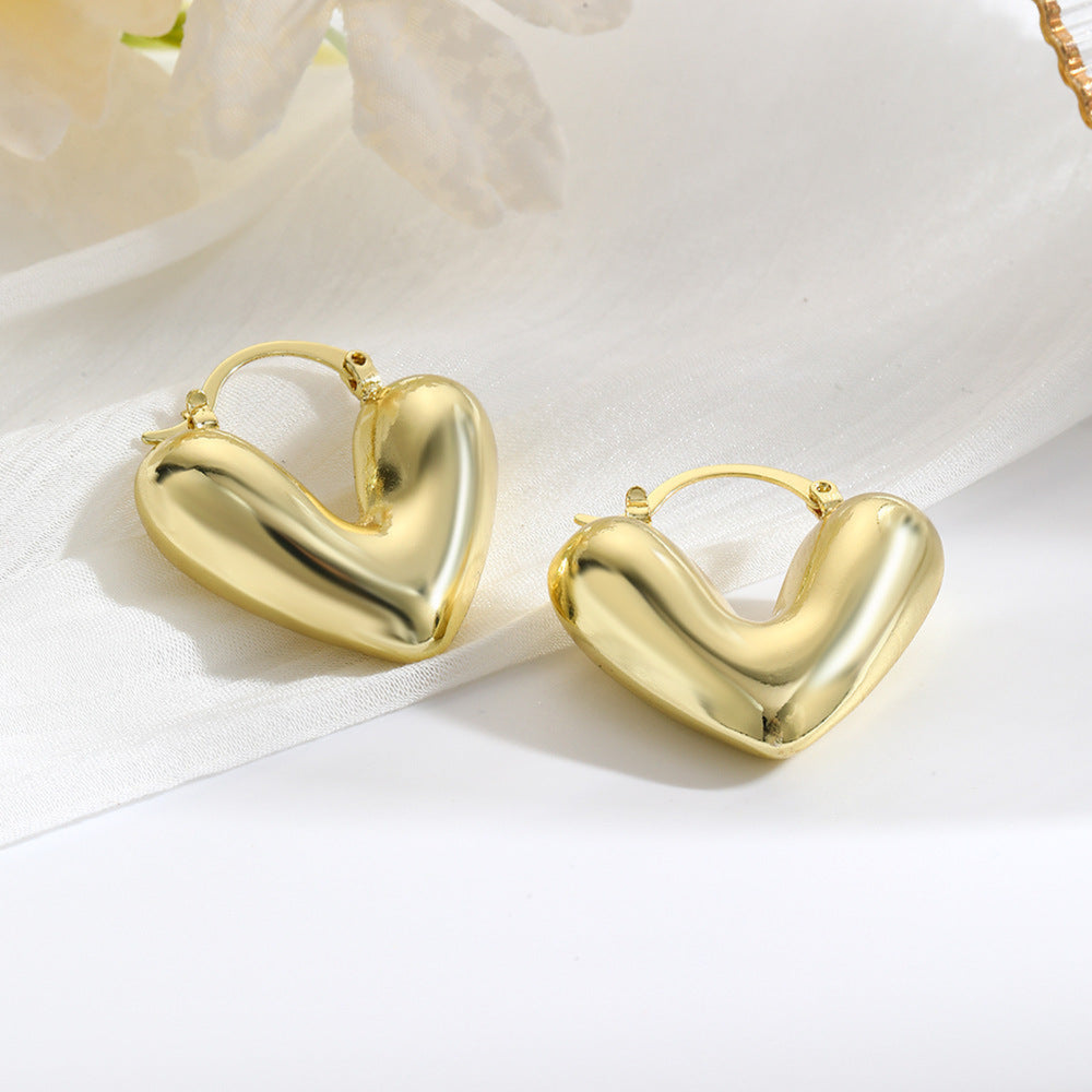 Heart Gold Hoop Earring JLT12977 Just Lil Things