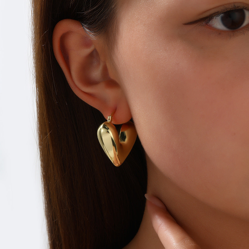 Heart Gold Hoop Earring JLT12977 Just Lil Things