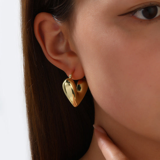 Heart Gold Hoop Earring JLT12977 Just Lil Things
