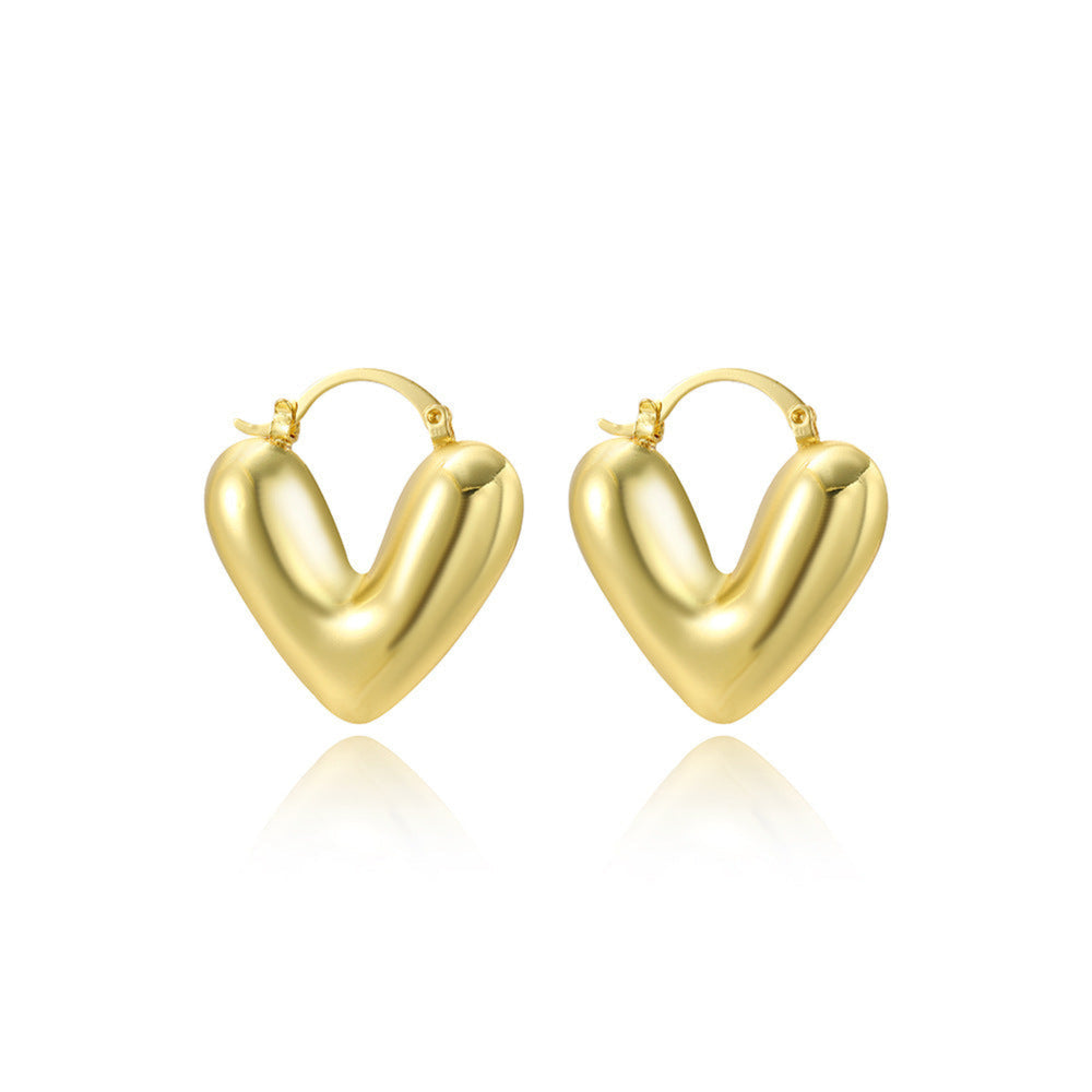 Heart Gold Hoop Earring JLT12977 Just Lil Things