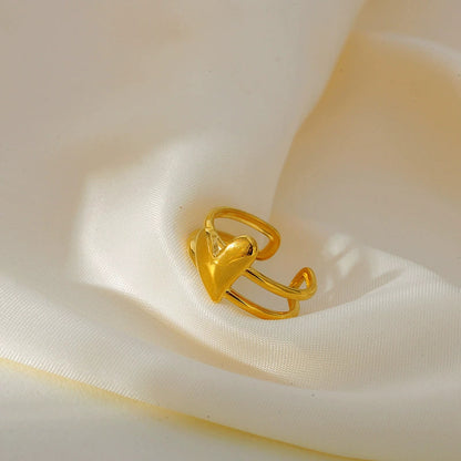 Dainty Gold Adjustable Heart Charm Ring JLTR0470 Just Lil Things