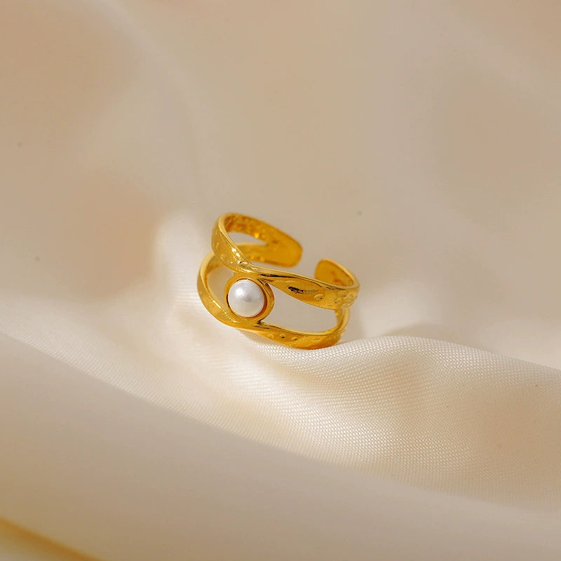Elegant Gold Open Ring with Pearl Accent JLTR0473 Just Lil Things