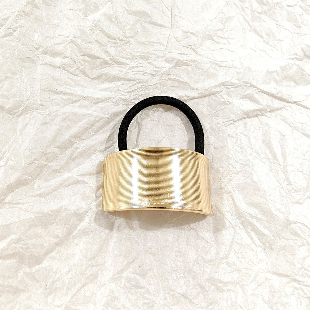 Minimal Gold Cuff Hair Tie – Sleek Metallic Elastic Band JLTS0508 Just Lil Things
