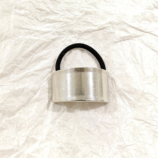 Minimal Silver Cuff Hair Tie – Sleek Metallic Elastic Band JLTS0509 Just Lil Things