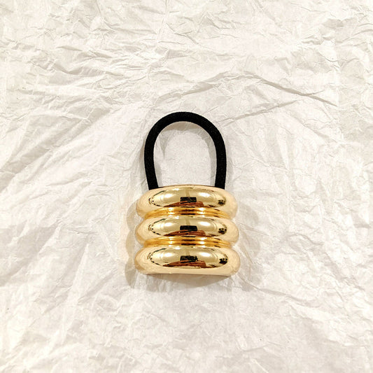 Triple Dome Gold Hair Tie – Statement Metallic Elastic JLTS0514 Just Lil Things