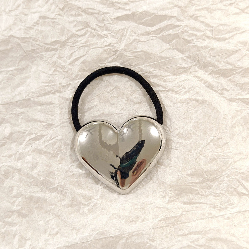 Silver Heart Hair Tie – Metallic Statement Elastic JLTS0529 Just Lil Things