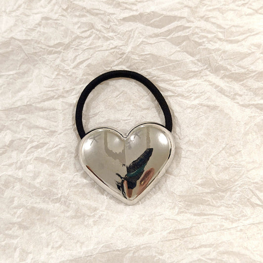 Silver Heart Hair Tie – Metallic Statement Elastic JLTS0529 Just Lil Things
