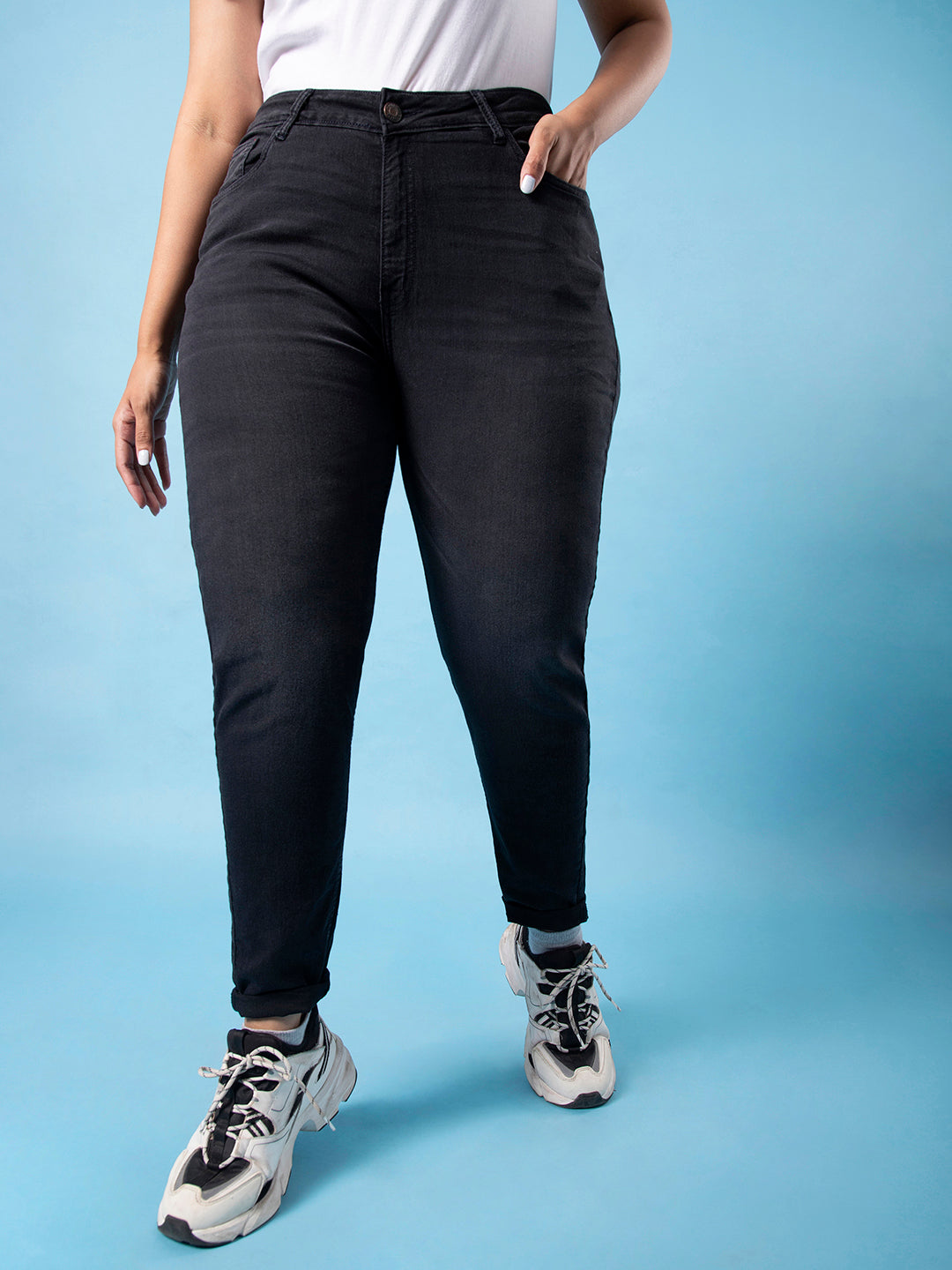 Stylish Solid Casual Black Jeans