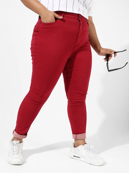 Red Colour Pop Denim Jeans
