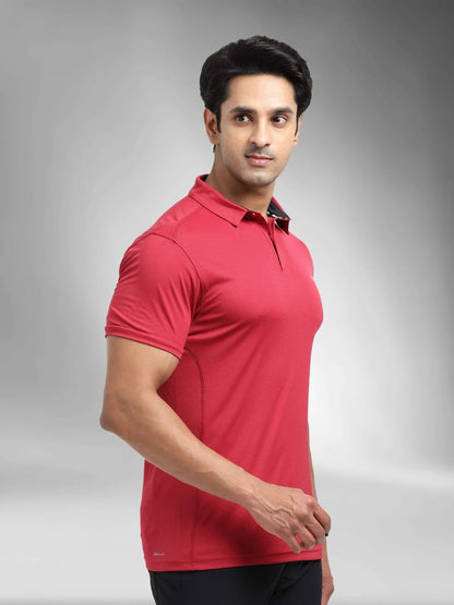 Performance Polo Tee  - Cranberry