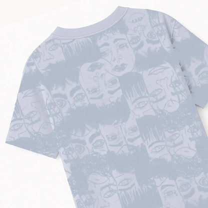Static Jungle Round Neck Printed Blue T-Shirt FLYAF