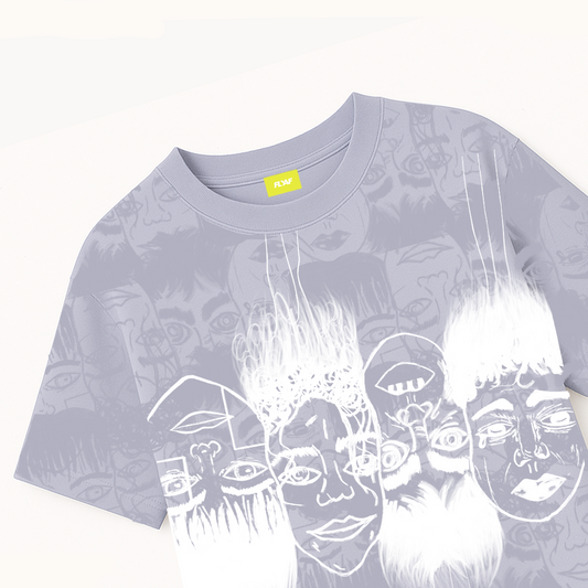 Static Jungle Round Neck Printed Blue T-Shirt