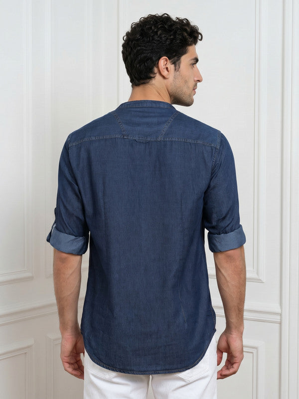 Kuons Avenue Men's Midnight Blue Denim Short Kurta