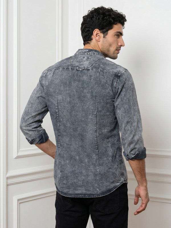 Kuons Avenue Men's Anchor Grey Denim Short Kurta