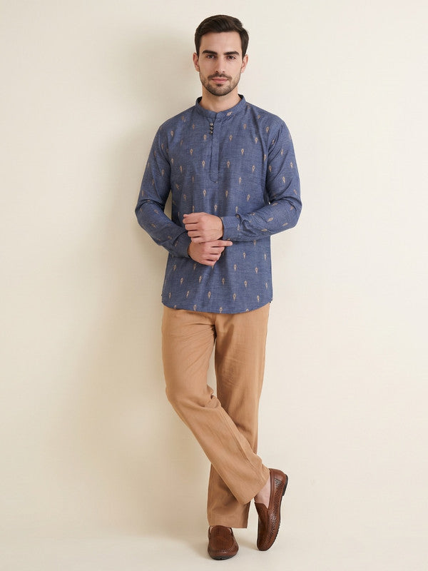 Kuons Avenue Men's Charcoal Black Lyocell Short Kurta