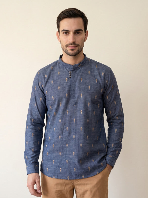 Kuons Avenue Men's Charcoal Black Lyocell Short Kurta