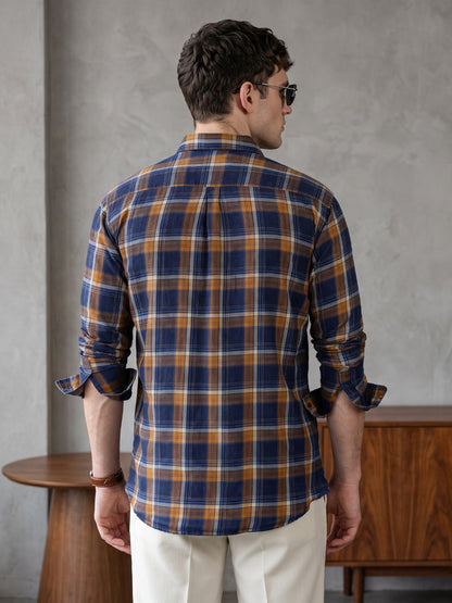 Kuons Avenue Men's Mustard Cotton Flannel Checks Casual Shirt