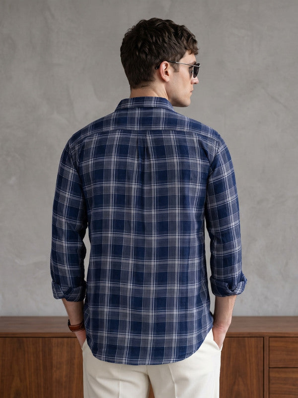 Kuons Avenue Men's Steel Grey Cotton Flannel Checks Casual Shirt