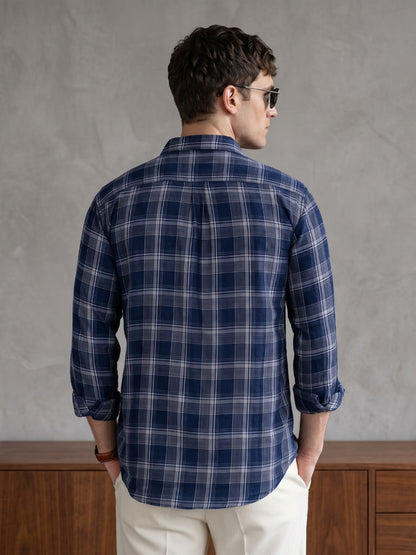 Kuons Avenue Men's Steel Grey Cotton Flannel Checks Casual Shirt