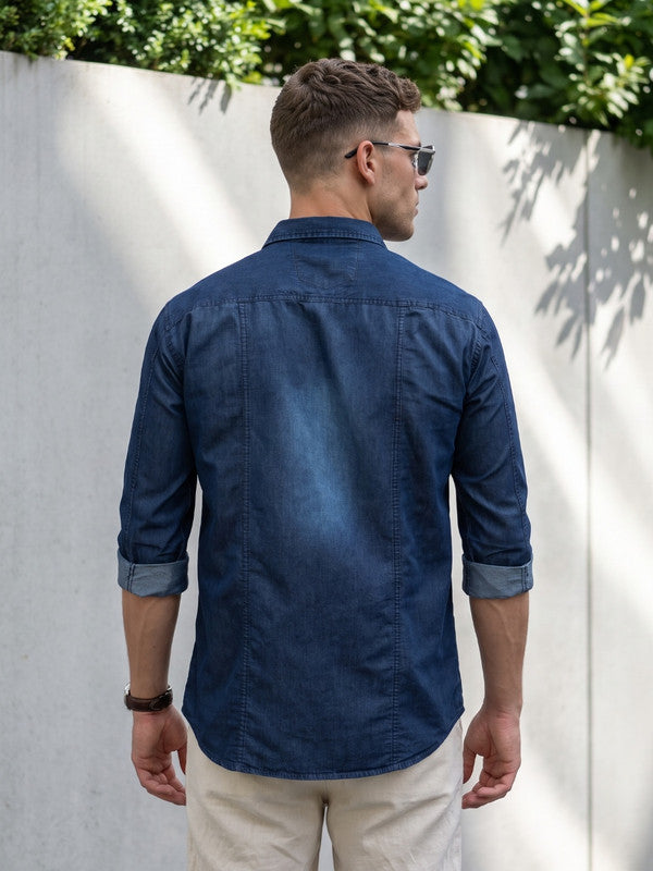 Kuons Avenue Men’s Dark Indigo Denim Casual Shirt