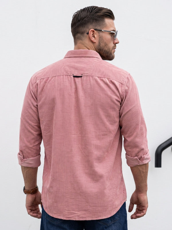 Kuons Avenue Men’s Dusty Pink Corduroy Casual Shirt