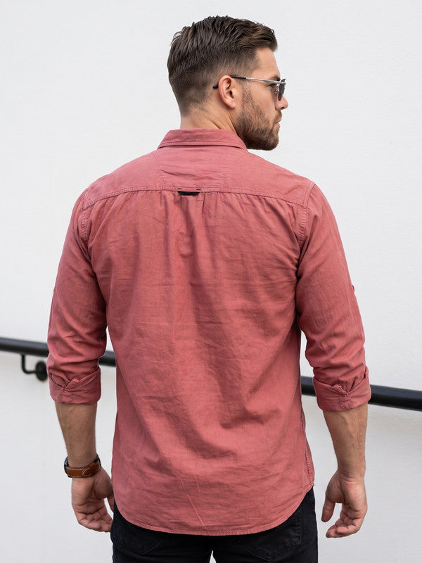 Kuons Avenue Men’s Dusty Rose Corduroy Casual Shirt